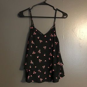 L’amour black floral tank